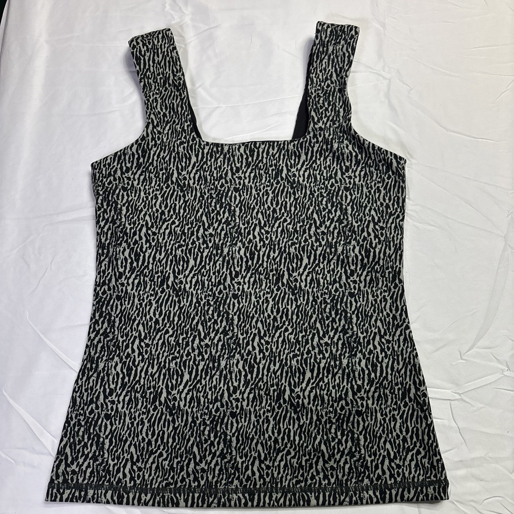 VARLEY Size Large Beige Black Animal Print Tank Athletic Top Built In Bra Zebra - Picture 4 of 8